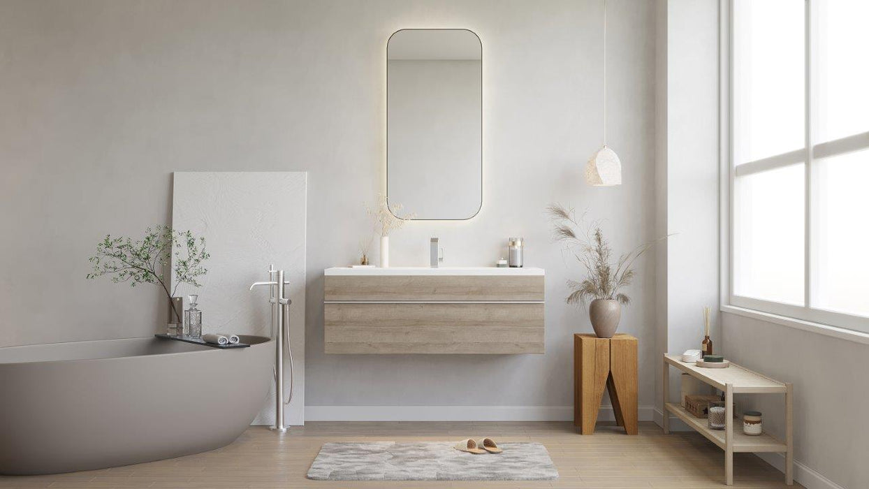 Tofino Modern Wall Mounted Floating Bathroom Vanity Set with Cultured Marble Top and Sink