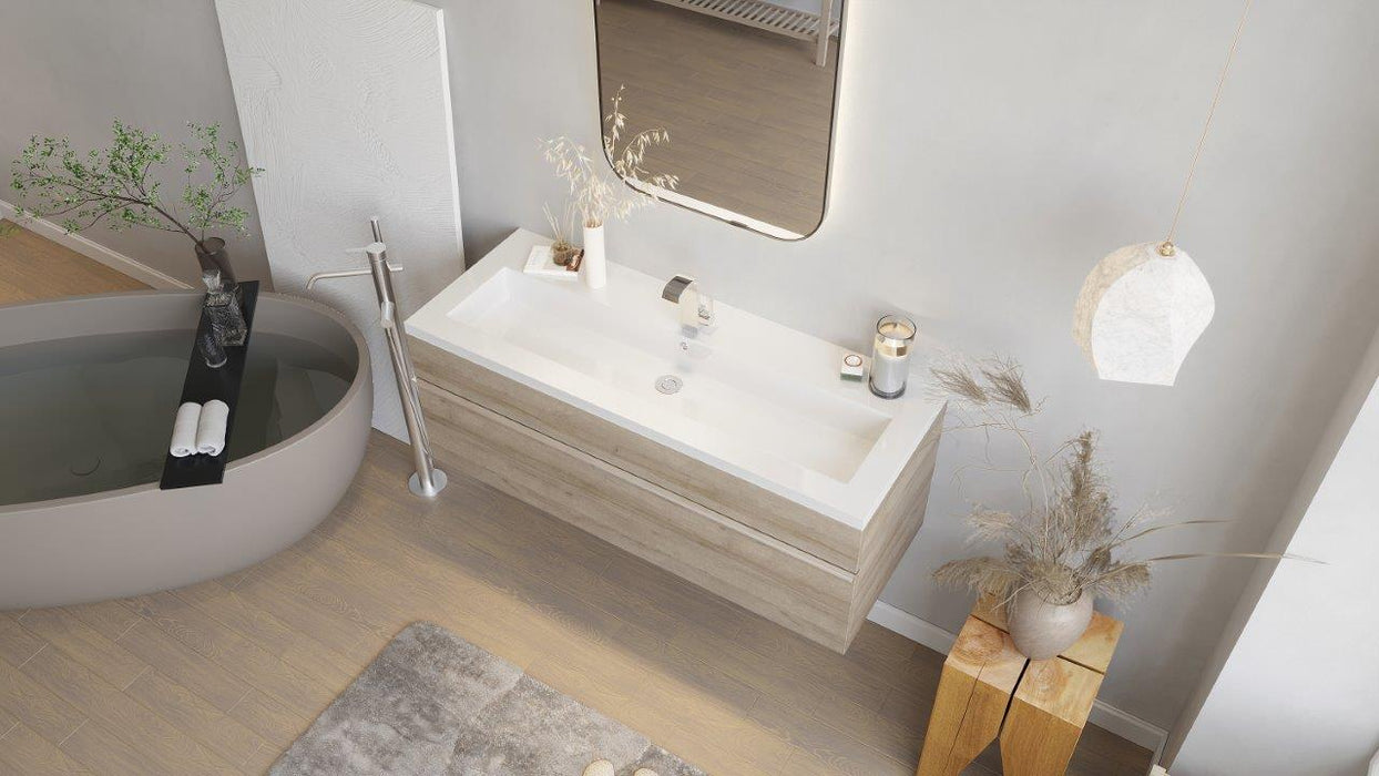 Tofino Modern Wall Mounted Floating Bathroom Vanity Set with Cultured Marble Top and Sink