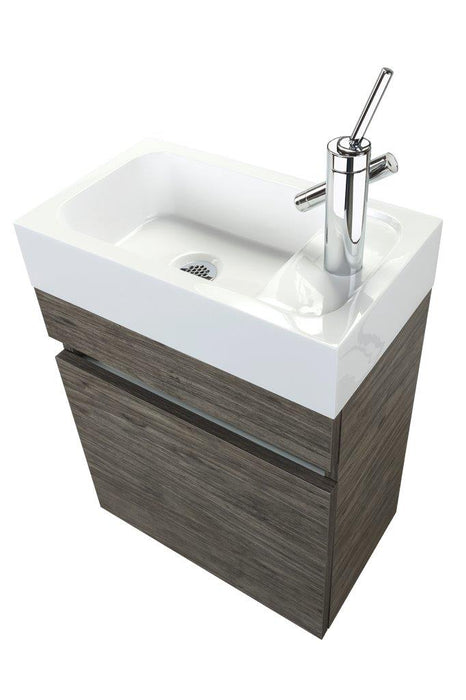18" Tulum Modern Wall Mounted Floating Bathroom Vanity Set with Cultured Marble Top and Sink