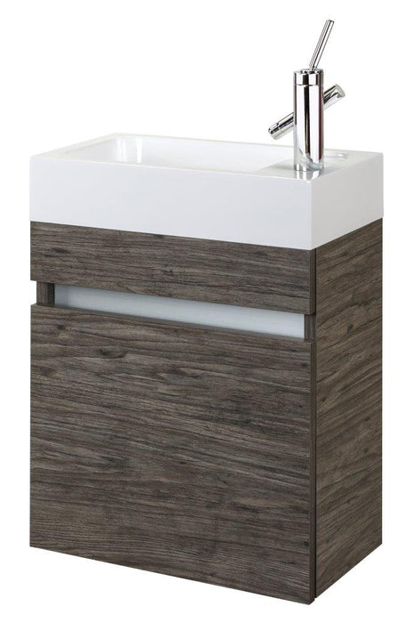 18" Tulum Modern Wall Mounted Floating Bathroom Vanity Set with Cultured Marble Top and Sink