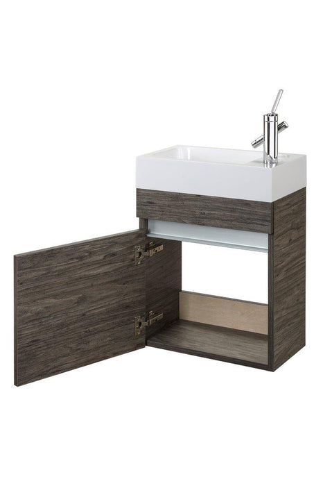 18" Tulum Modern Wall Mounted Floating Bathroom Vanity Set with Cultured Marble Top and Sink