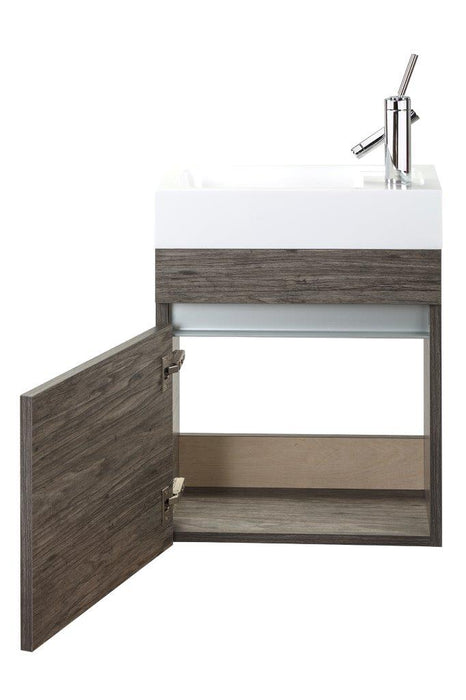18" Tulum Modern Wall Mounted Floating Bathroom Vanity Set with Cultured Marble Top and Sink