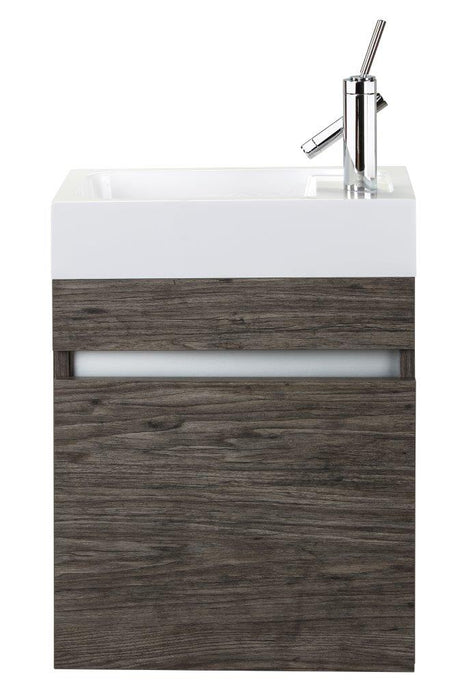18" Tulum Modern Wall Mounted Floating Bathroom Vanity Set with Cultured Marble Top and Sink