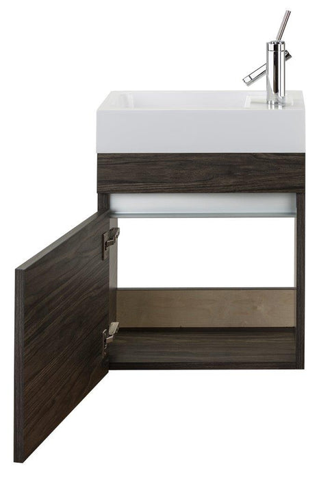 18" Tulum Modern Wall Mounted Floating Bathroom Vanity Set with Cultured Marble Top and Sink