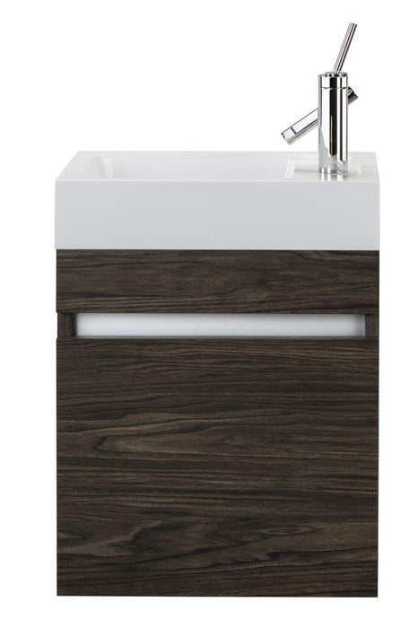 18" Tulum Modern Wall Mounted Floating Bathroom Vanity Set with Cultured Marble Top and Sink