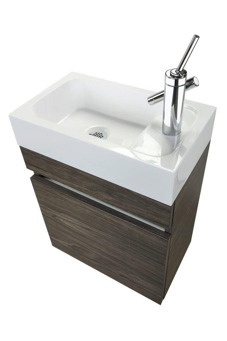18" Tulum Modern Wall Mounted Floating Bathroom Vanity Set with Cultured Marble Top and Sink