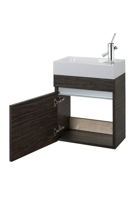 18" Tulum Modern Wall Mounted Floating Bathroom Vanity Set with Cultured Marble Top and Sink