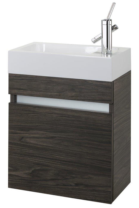 18" Tulum Modern Wall Mounted Floating Bathroom Vanity Set with Cultured Marble Top and Sink