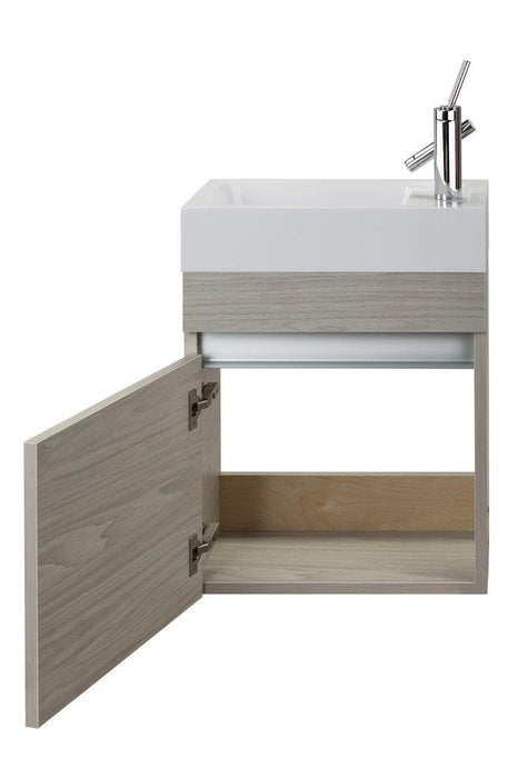 18" Tulum Modern Wall Mounted Floating Bathroom Vanity Set with Cultured Marble Top and Sink