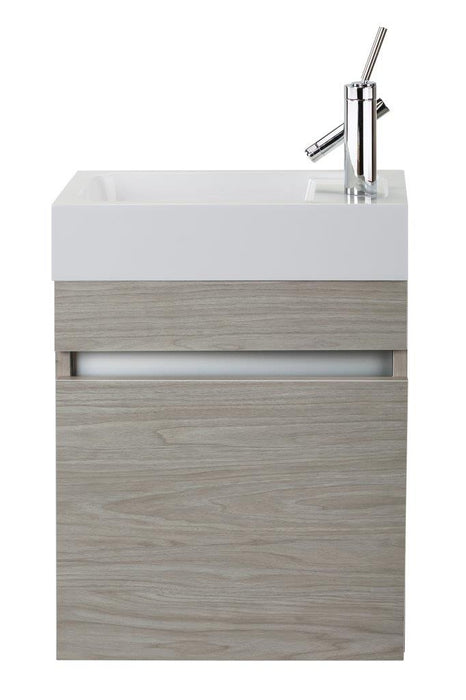 18" Tulum Modern Wall Mounted Floating Bathroom Vanity Set with Cultured Marble Top and Sink