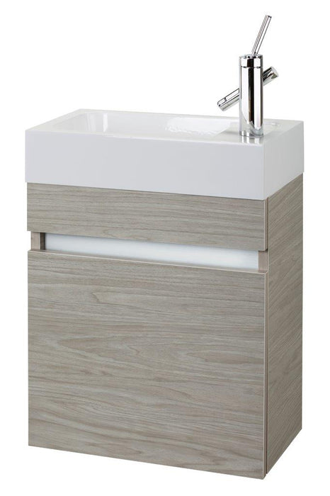 18" Tulum Modern Wall Mounted Floating Bathroom Vanity Set with Cultured Marble Top and Sink