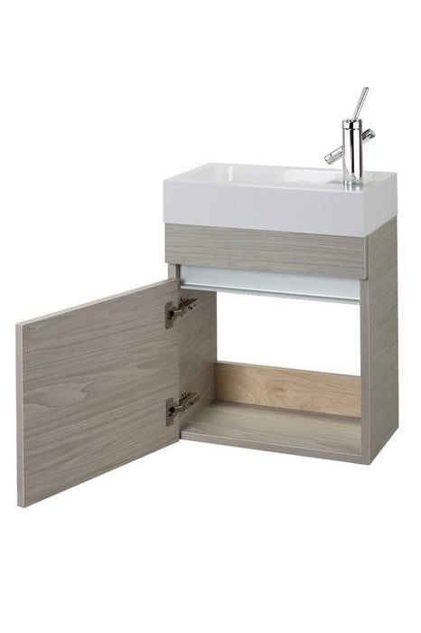 18" Tulum Modern Wall Mounted Floating Bathroom Vanity Set with Cultured Marble Top and Sink