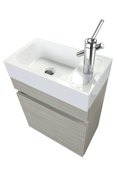 18" Tulum Modern Wall Mounted Floating Bathroom Vanity Set with Cultured Marble Top and Sink