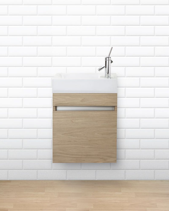 18" Tulum Modern Wall Mounted Floating Bathroom Vanity Set with Cultured Marble Top and Sink