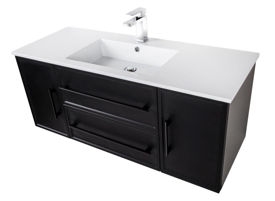 Lucca Modern Wall Mounted Floating Bathroom Vanity with Cultured Marble Top and Sink