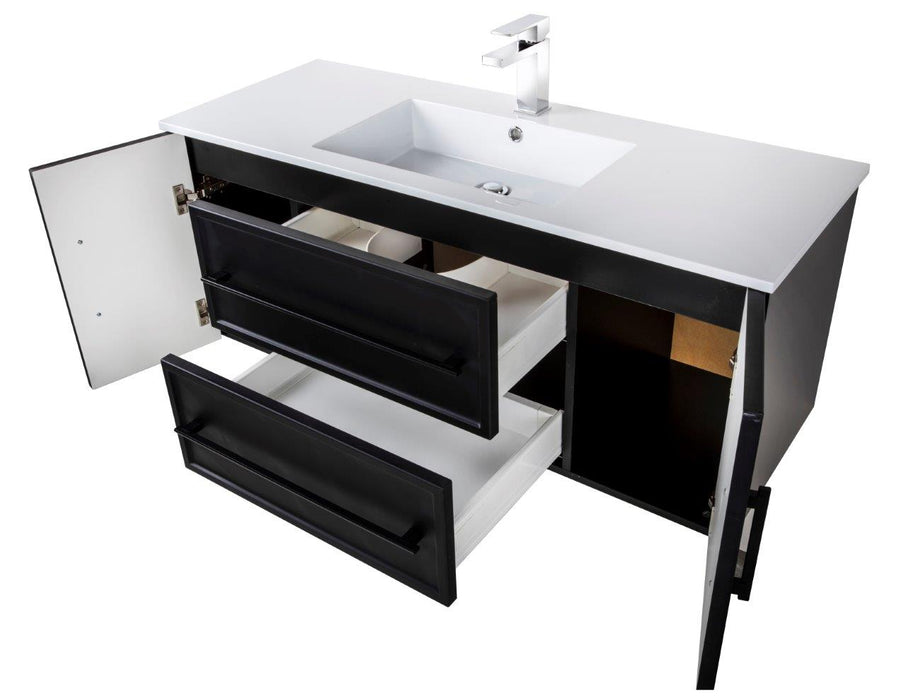 Lucca Modern Wall Mounted Floating Bathroom Vanity with Cultured Marble Top and Sink