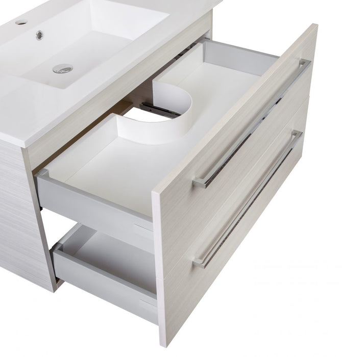 Boho Modern Wall Mounted Floating Bathroom Vanity Set with Cultured Marble Top and Sink
