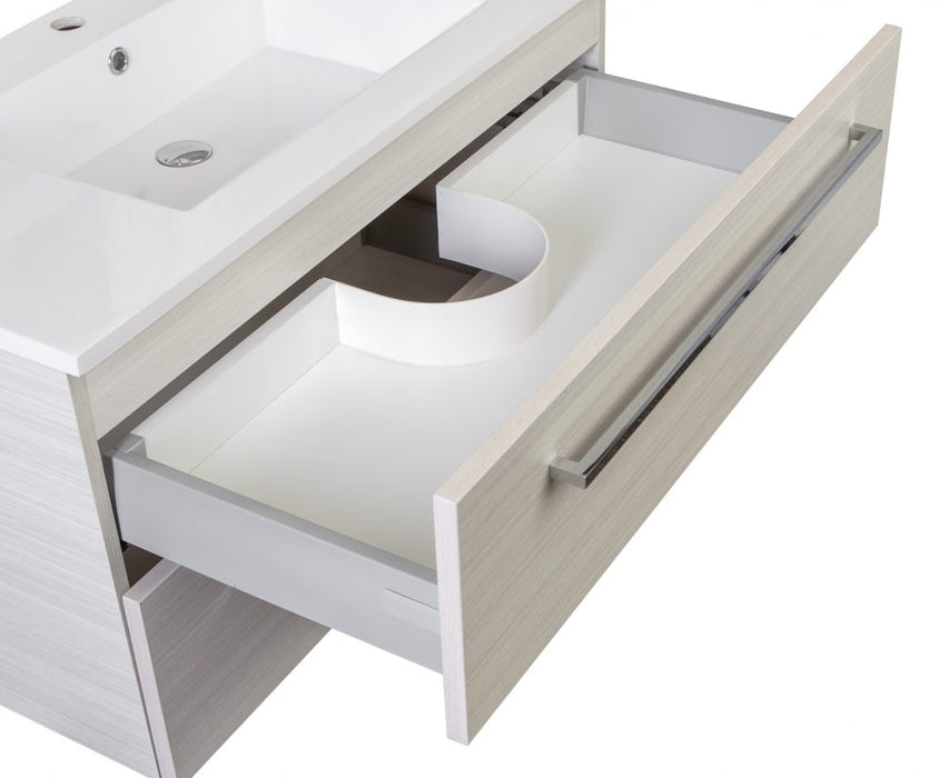 Boho Modern Wall Mounted Floating Bathroom Vanity Set with Cultured Marble Top and Sink
