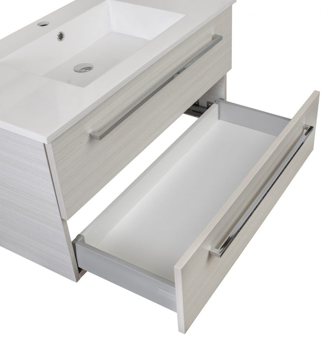 Boho Modern Wall Mounted Floating Bathroom Vanity Set with Cultured Marble Top and Sink