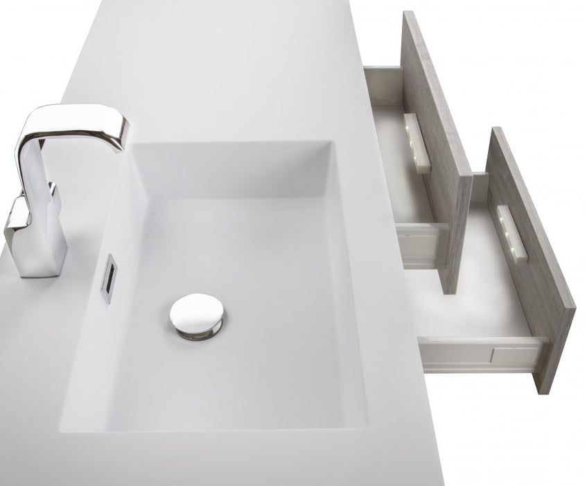 42" Breakwater Wall Mounted Floating Bathroom Vanity Set with Cultured Marble Top and Offset Sink