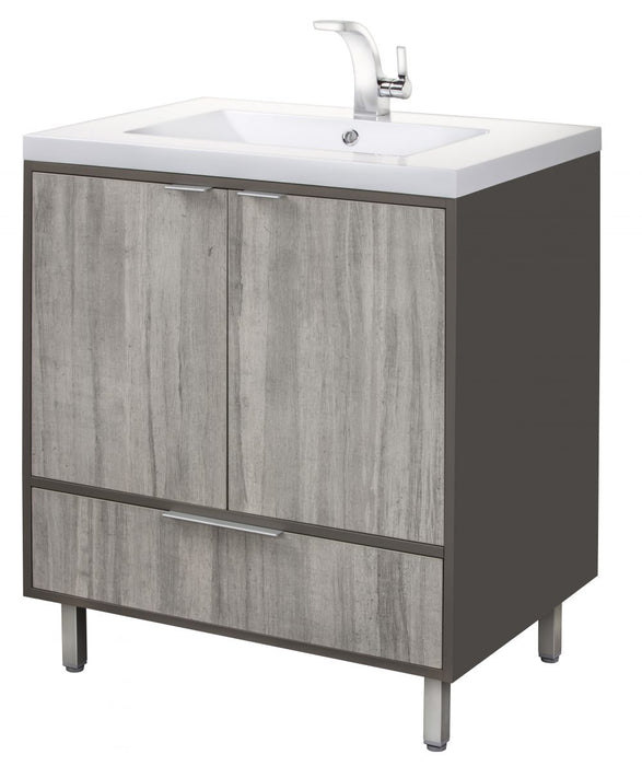 Stella Modern Free Standing Bathroom Vanity Set with Cultured Marble Top and Sink