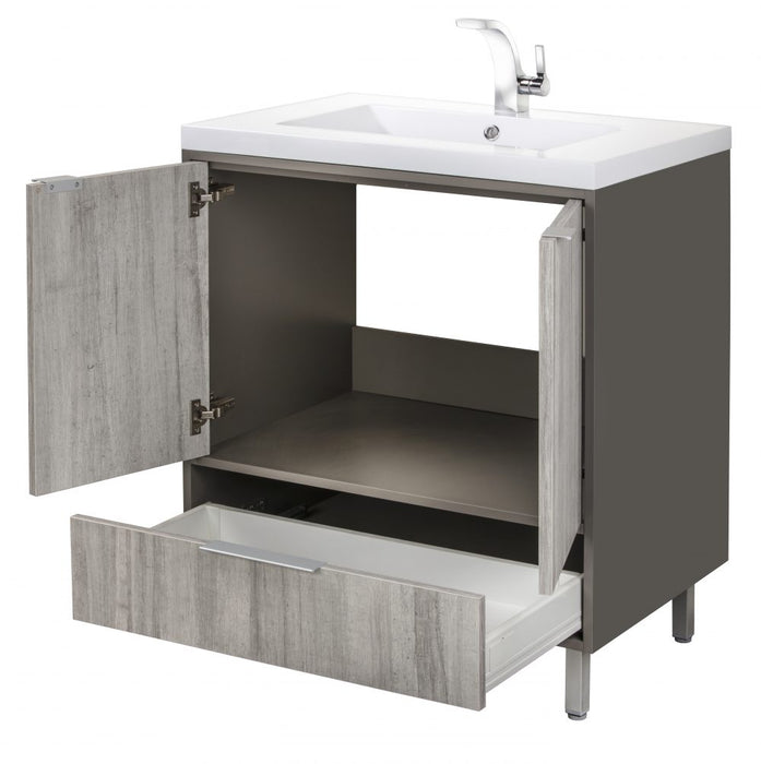Stella Modern Free Standing Bathroom Vanity Set with Cultured Marble Top and Sink