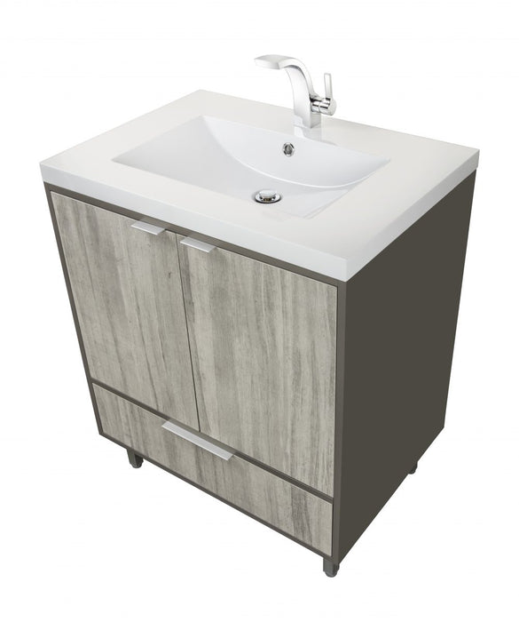 Stella Modern Free Standing Bathroom Vanity Set with Cultured Marble Top and Sink
