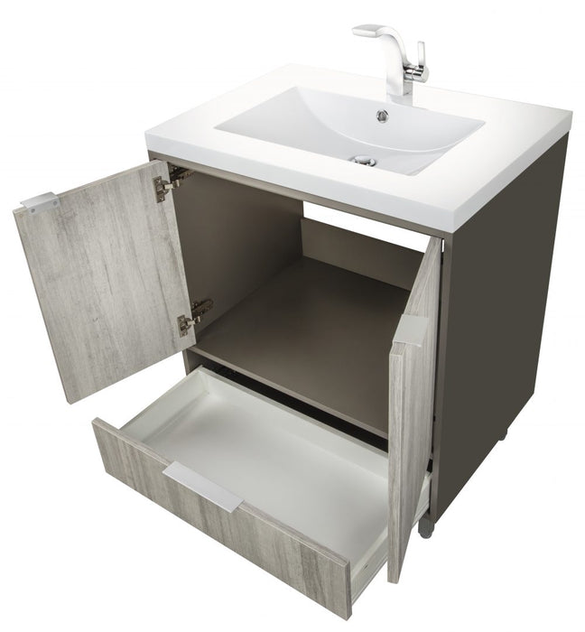 Stella Modern Free Standing Bathroom Vanity Set with Cultured Marble Top and Sink