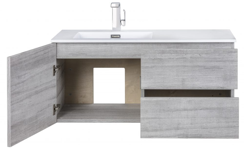42" Breakwater Wall Mounted Floating Bathroom Vanity Set with Cultured Marble Top and Offset Sink
