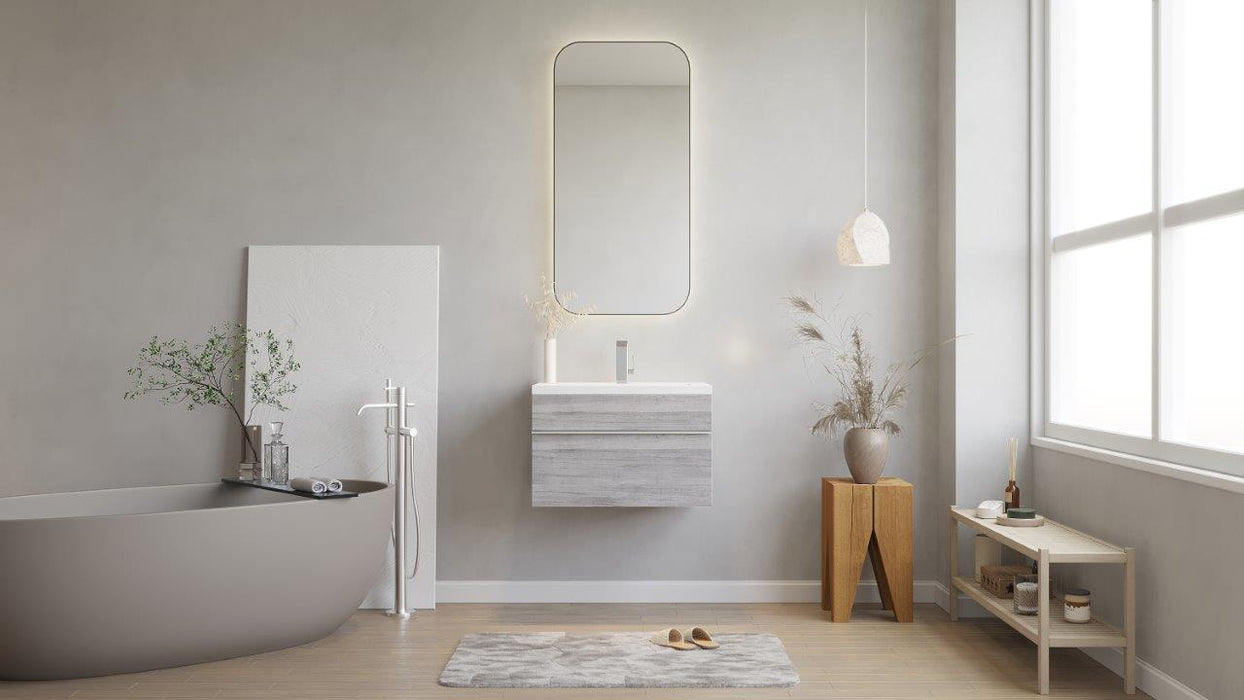 Tofino Modern Wall Mounted Floating Bathroom Vanity Set with Cultured Marble Top and Sink
