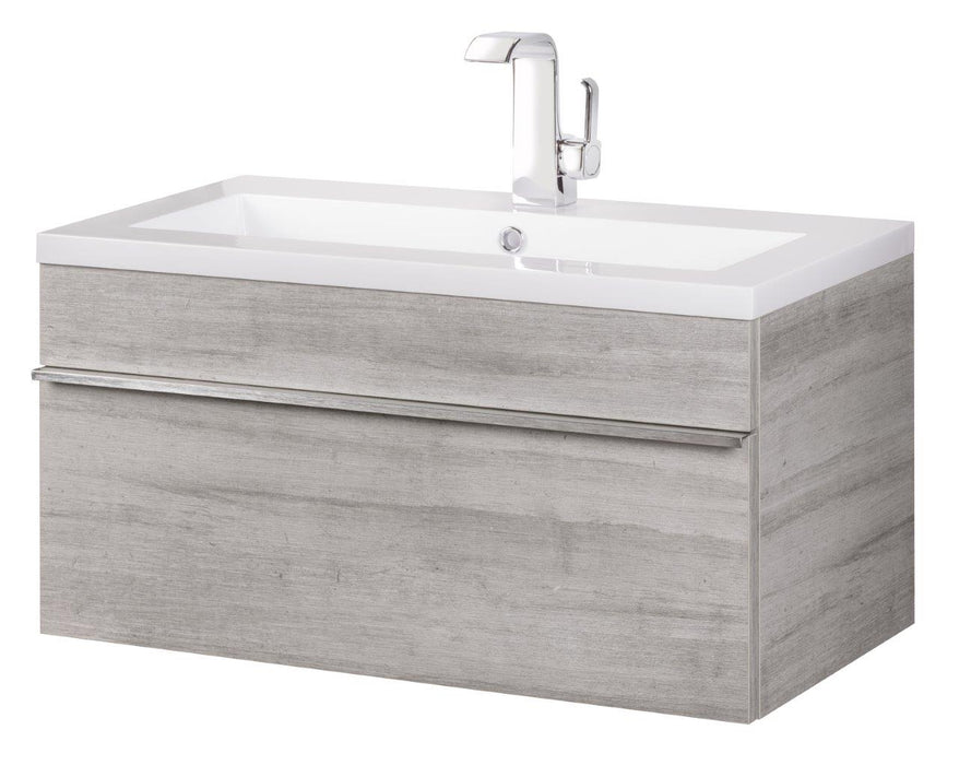 Tofino Modern Wall Mounted Floating Bathroom Vanity Set with Cultured Marble Top and Sink