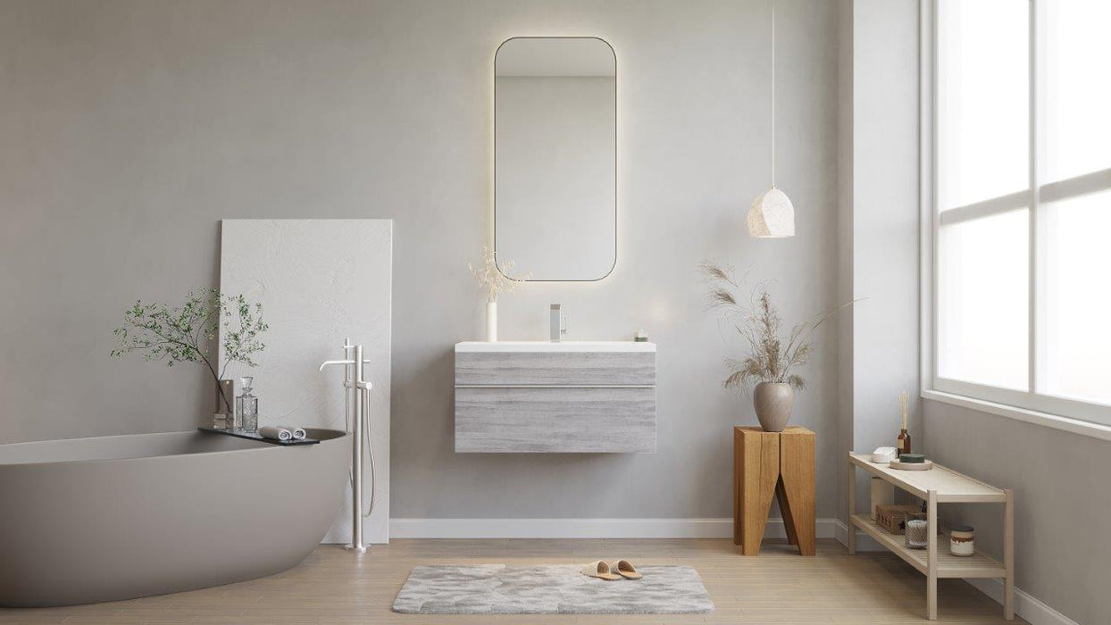 Tofino Modern Wall Mounted Floating Bathroom Vanity Set with Cultured Marble Top and Sink