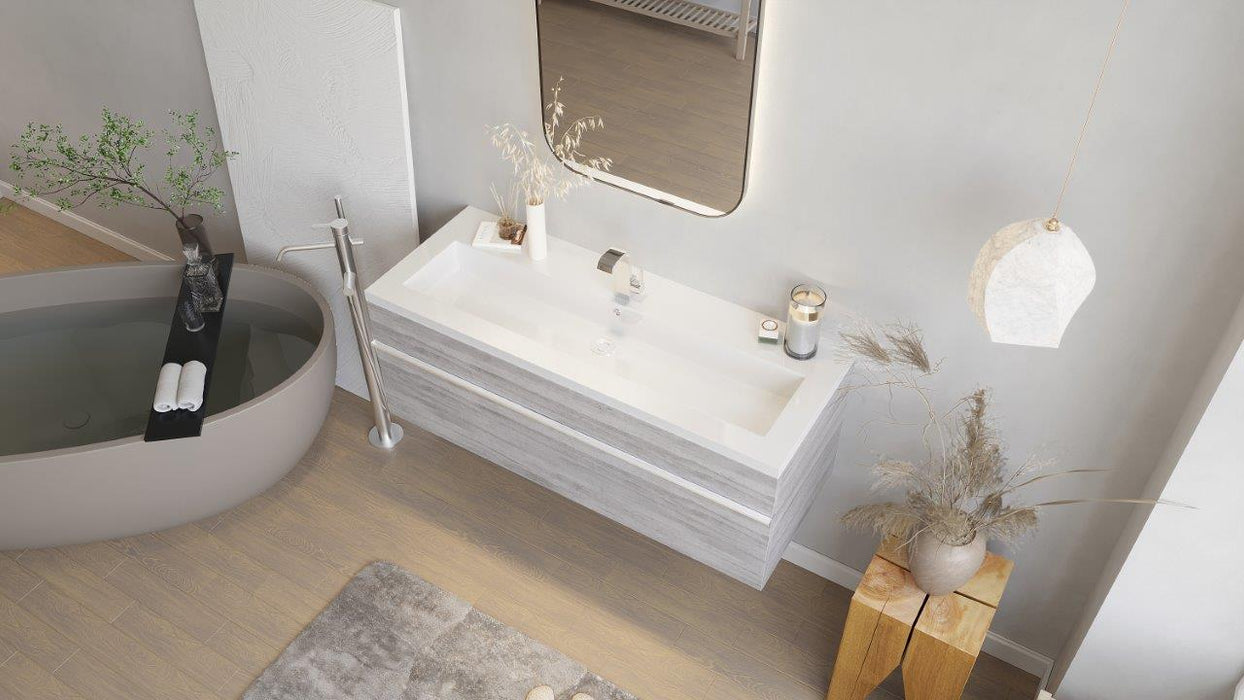 Tofino Modern Wall Mounted Floating Bathroom Vanity Set with Cultured Marble Top and Sink