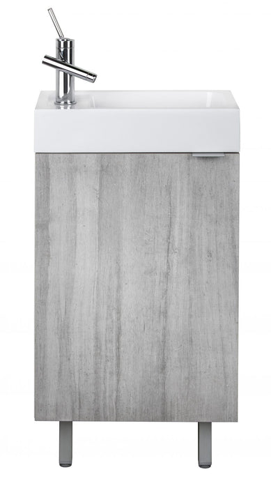 18" Boka Modern Spacesaver Free Standing Bathroom Vanity Set with Cultured Marble Top and Sink