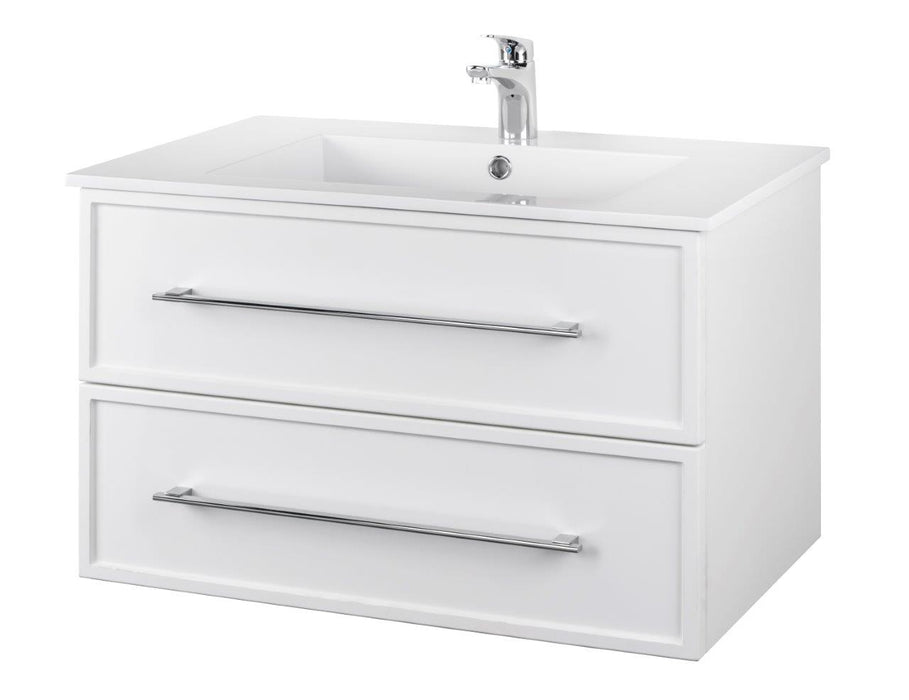 Lucca Modern Wall Mounted Floating Bathroom Vanity with Cultured Marble Top and Sink