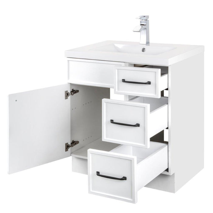 Mio Modern Free Standing Bathroom Vanity Set with Cultured Marble Top and Sink