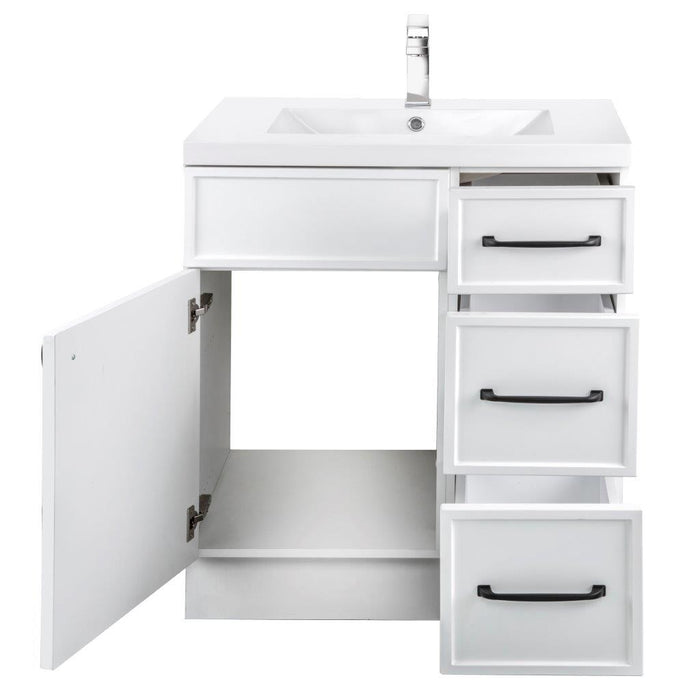 Mio Modern Free Standing Bathroom Vanity Set with Cultured Marble Top and Sink