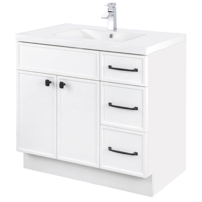 Mio Modern Free Standing Bathroom Vanity Set with Cultured Marble Top and Sink