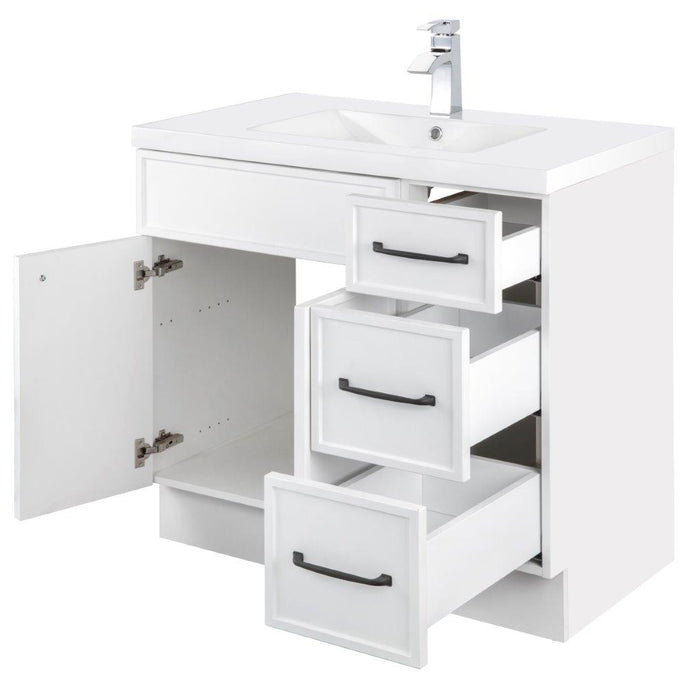 Mio Modern Free Standing Bathroom Vanity Set with Cultured Marble Top and Sink