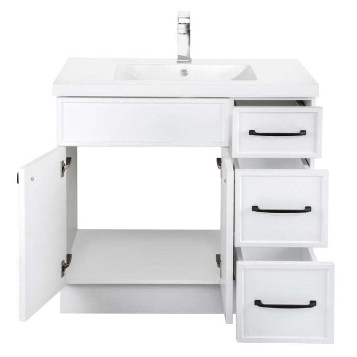 Mio Modern Free Standing Bathroom Vanity Set with Cultured Marble Top and Sink