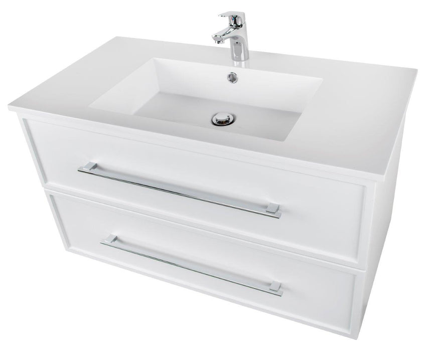 Lucca Modern Wall Mounted Floating Bathroom Vanity with Cultured Marble Top and Sink