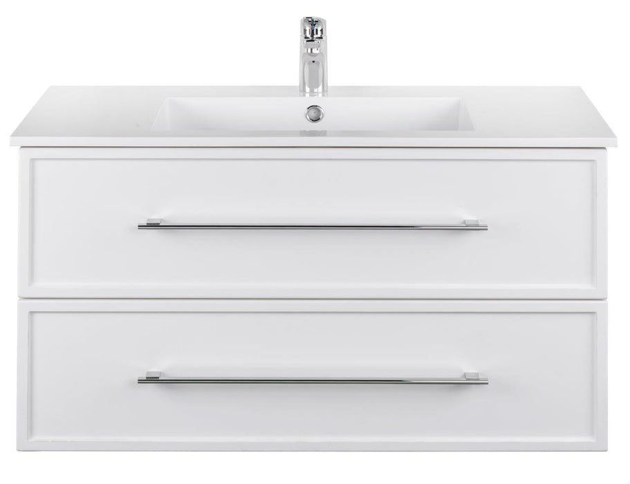 Lucca Modern Wall Mounted Floating Bathroom Vanity with Cultured Marble Top and Sink