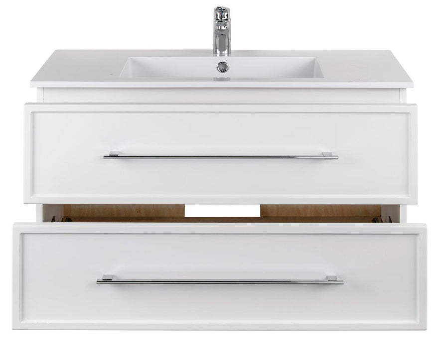 Lucca Modern Wall Mounted Floating Bathroom Vanity with Cultured Marble Top and Sink