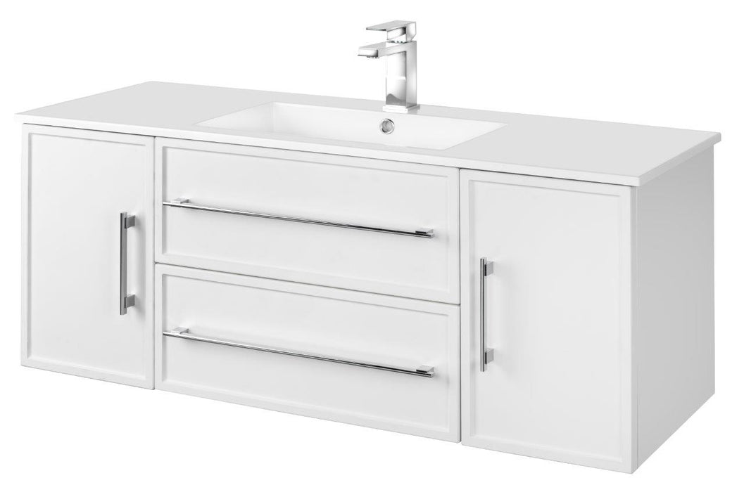 Lucca Modern Wall Mounted Floating Bathroom Vanity with Cultured Marble Top and Sink