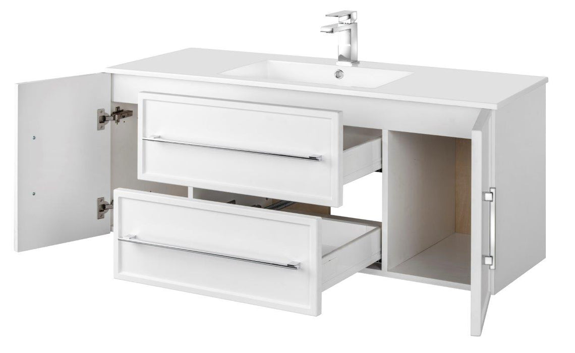 Lucca Modern Wall Mounted Floating Bathroom Vanity with Cultured Marble Top and Sink