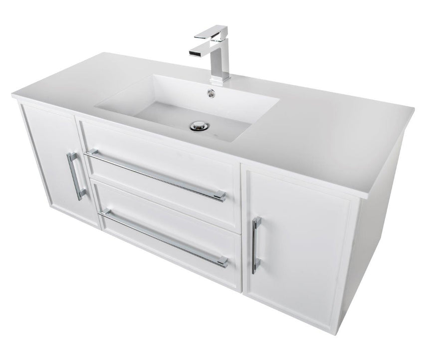 Lucca Modern Wall Mounted Floating Bathroom Vanity with Cultured Marble Top and Sink