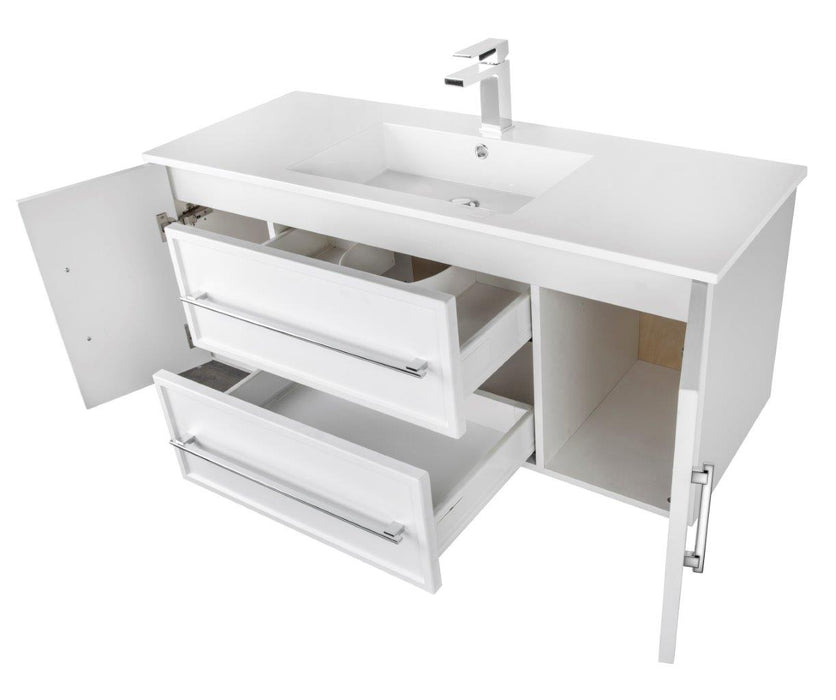 Lucca Modern Wall Mounted Floating Bathroom Vanity with Cultured Marble Top and Sink