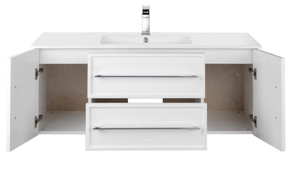 Lucca Modern Wall Mounted Floating Bathroom Vanity with Cultured Marble Top and Sink