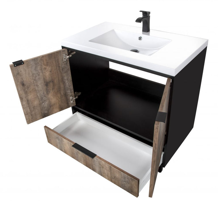 Stella Modern Free Standing Bathroom Vanity Set with Cultured Marble Top and Sink