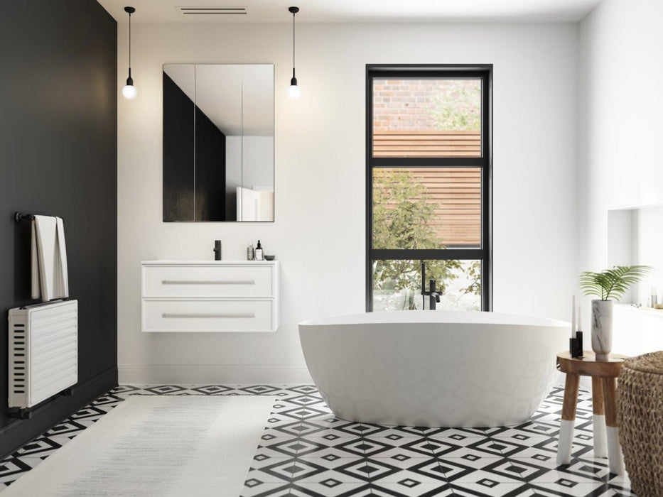 Lucca Modern Wall Mounted Floating Bathroom Vanity with Cultured Marble Top and Sink